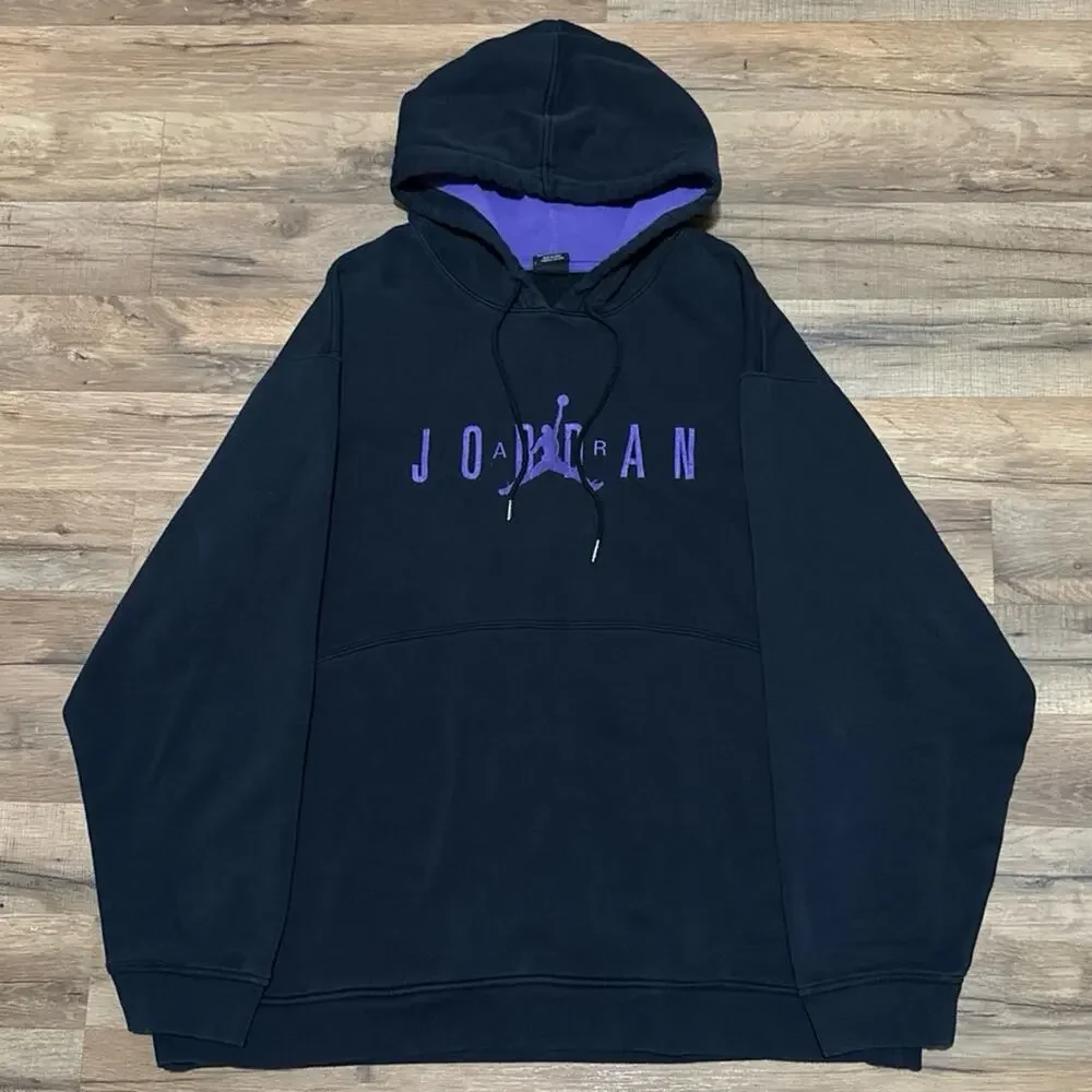 Y2K Air Jordan Black Purple Vintage Hoodie 374917-014 Sweatshirt